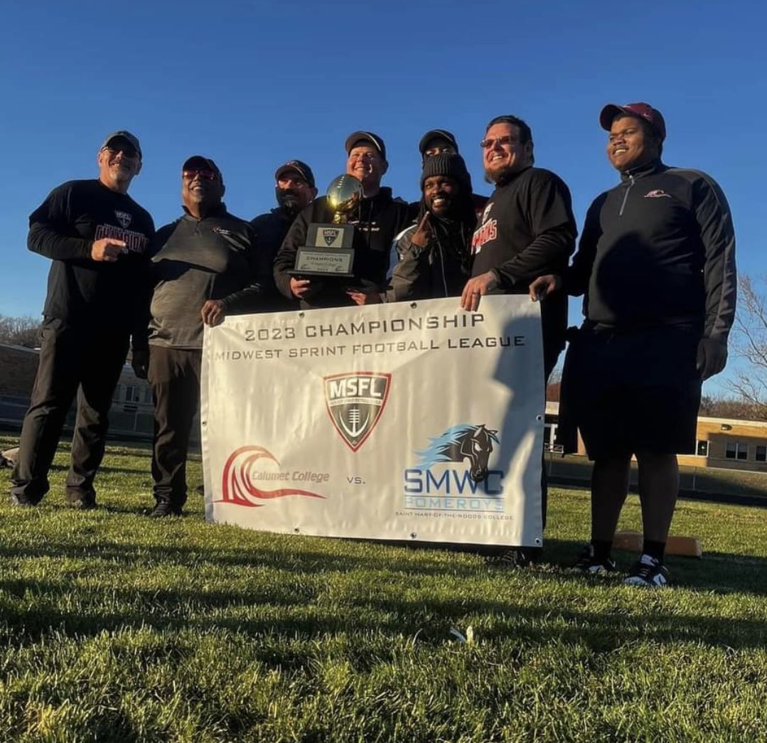 Congratulations to the <a href="/CCSJsprint/">Calumet College of St. Joseph Sprint Football</a> Program on their victory in the <a href="/MidwestSFL/">Midwest Sprint Football League</a> Championship Contest.

@CCSJFBRecruits
<a href="/CCSJAthletics/">Crimson Wave</a>
<a href="/CCSJWave/">Calumet College of St. Joseph</a>

<a href="/CPLAthletics/">Chicago Public League Athletics</a>
<a href="/IHSFCA1/">IHSFCA</a>
<a href="/WeAreAFCA/">AFCA</a>

<a href="/mikeclarkpreps/">MikeClarkPreps</a>
<a href="/michaelsobrien/">Michael O'Brien</a>
<a href="/EDGYTIM/">Timothy “EDGYTIM” OHalloran</a>
<a href="/CoachBigPete/">Peter "Coach Big Pete" Leinweber</a>