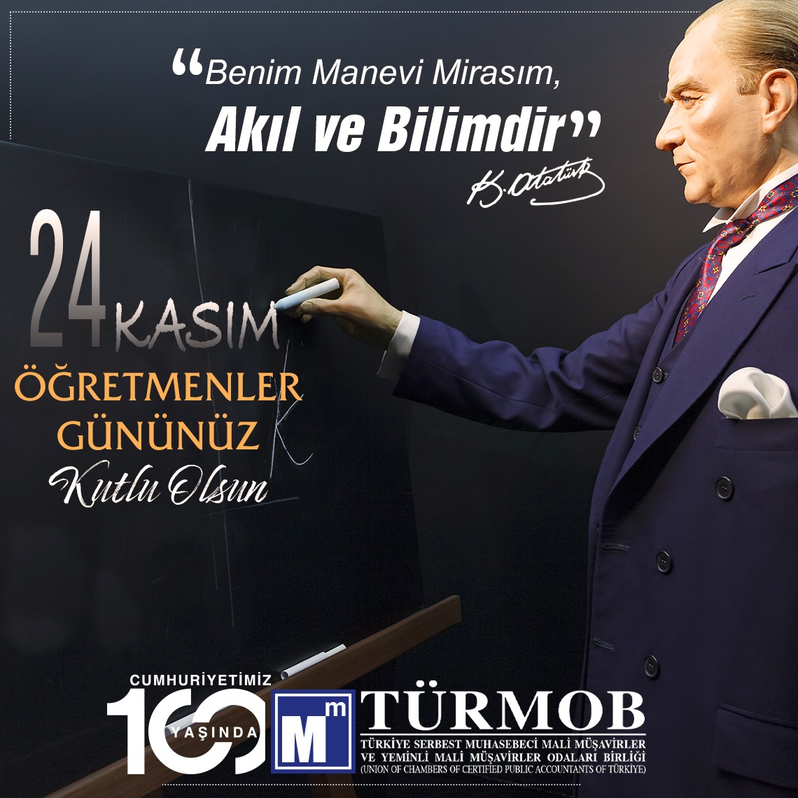 “Benim manevi mirasım bilim ve akıldır.” Mustafa Kemal ATATÜRK #24KasımÖğretmenlerGünü kutlu olsun…ow.ly/ocWU50QaBJ1 #türmob