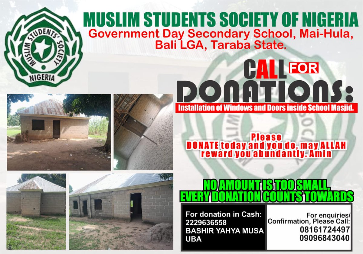 A very impressive Corper found this mosque built halfway in Mai-hula, Bali LGA, Taraba State and helped build it to it's current stage. The mosque still lacks doors, windows, etc. The people solicit for your donations. Kindly repost, and if you wish, donate. JazakumuLLAH khairan.
