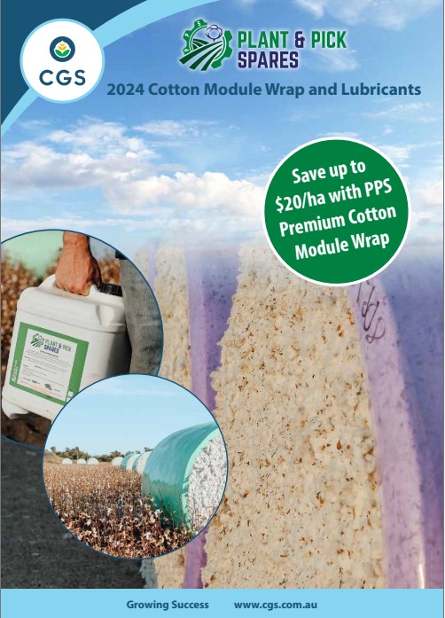 cgs_aust's tweet photo. The 2024 Early Order Program for PPS Cotton Module Wrap and Lubricants is now open. A compelling grower program which directly supports local cotton communities. Contact CGS to find out more. #CGSAustralia #GrowingSuccess @plantandpick #cottonharvest #augag #cottonpicker https://t.co/Twt2rwf1MQ