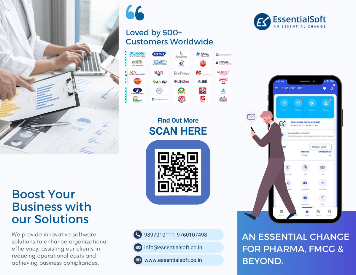 EssentialsoftT's tweet photo. Boost Your Business with our Solutions
We provide innovative software solutions to enhance organizational efficiency, assisting our clients in reducing operational costs and achieving business compliances.
#essentialsofttechnologies
#essentialsfa
#essentialerp https://t.co/wMHRoS3K1J