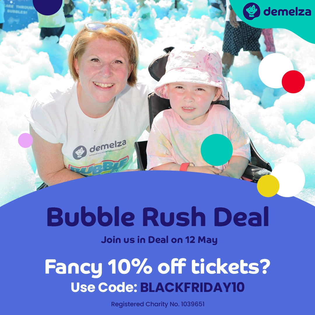 bubblerush5k's tweet photo. Grab your tickets for Eltham, Deal, Maidstone and East Sussex today and get 10% off with the code BLACKFRIDAY10

Head to our website to book now 🫧

#BubbleFun #LatheringUpTheLaughter #bubblerush #funrun #charityevent #BubbleMania https://t.co/bFchPkw92V