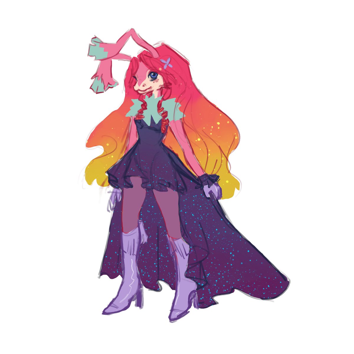 dewsnail's tweet photo. doodle of my pink ogrin on neopets !!

she's a romcom actress! https://t.co/tAgSFOR7RE