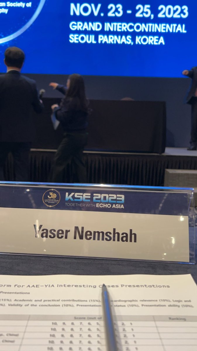 سرني أن أشارك للسنة الثانية في مؤتمر آسيا لتصوير القلب و مؤتمر كوريا لتصوير القلب المقام في مدينة سول حيث كنت أحد المحكمين على جائزة أفضل بحث. كانت الأبحاث المقدمة ممتازة و تفتح أبواب من الأسئلة أكثر مما تجيب.أتطلع أن أرى المؤتمر يقام يوما ما لدينا بمشاركة الجمعية السعودية للإيكو