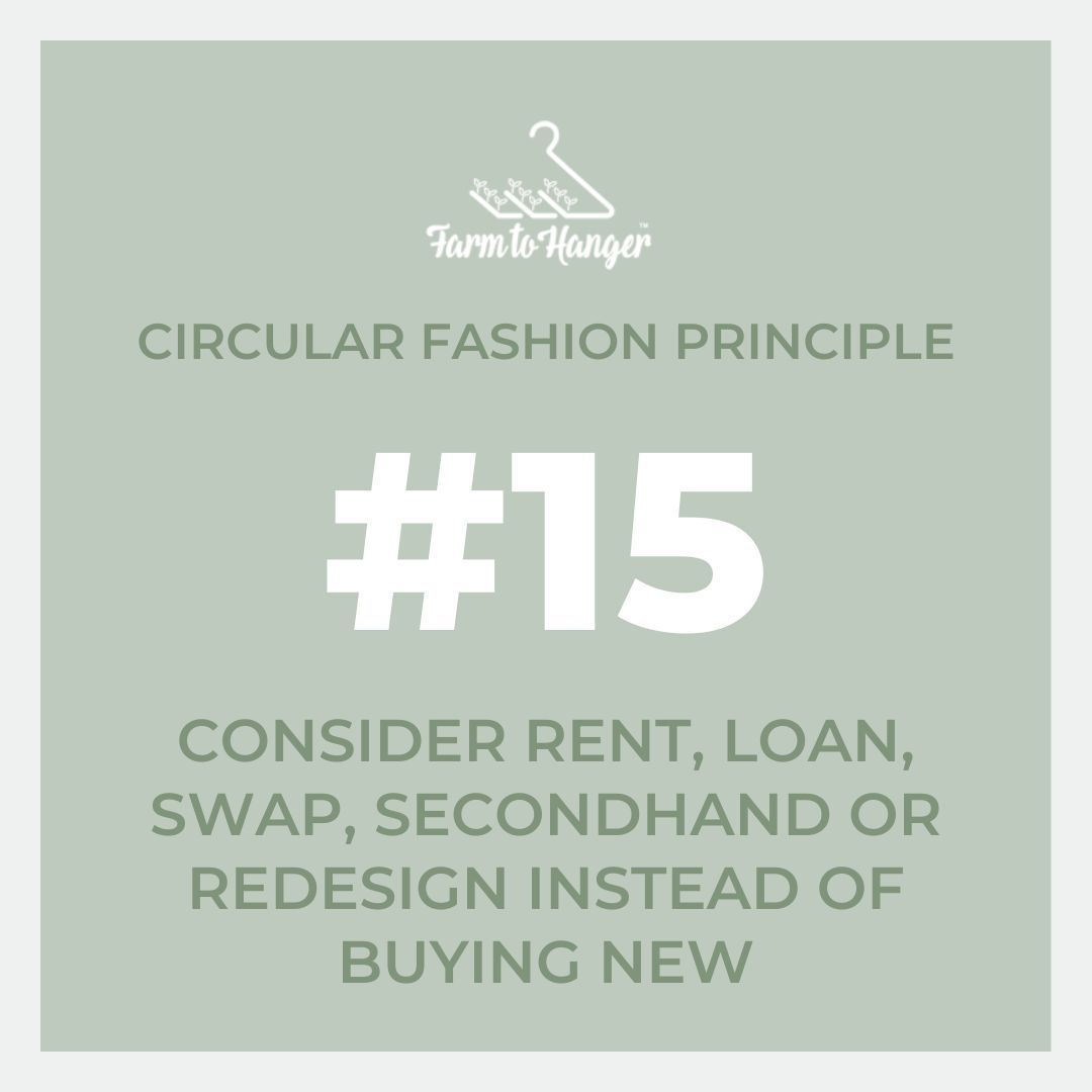 The 15th key principle of Circular Fashion is "Consider rent, loan, swap, secondhand or redesign instead of buying new." At Farm To Hanger, our sewing machines are secondhand - rescued from landfill, repaired and refurbished. We love giving them a 2nd life instead of buying new!