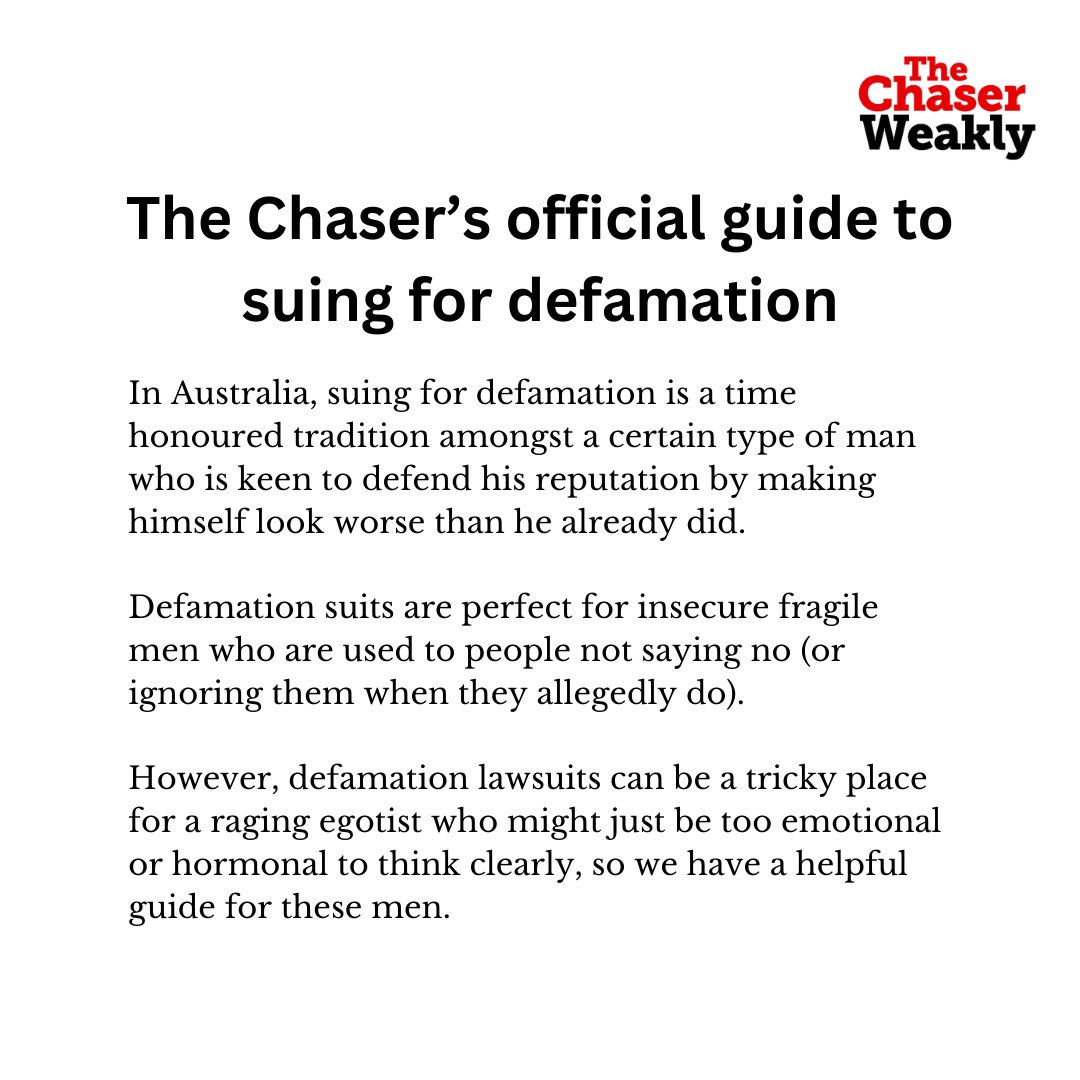 The Chaser's official guide to suing for defamation preview.mailerlite.io/preview/448398…