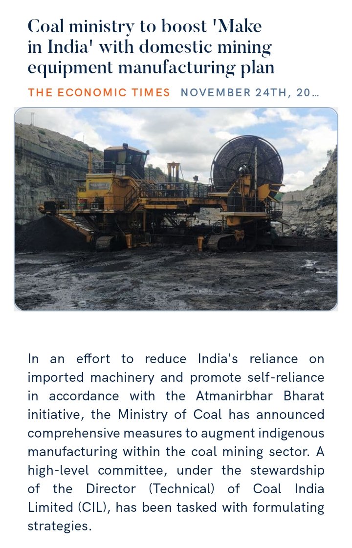 Coal ministry to boost 'Make in India' with domestic mining equipment manufacturing plan energy.economictimes.indiatimes.com/news/coal/coal… via NaMo App