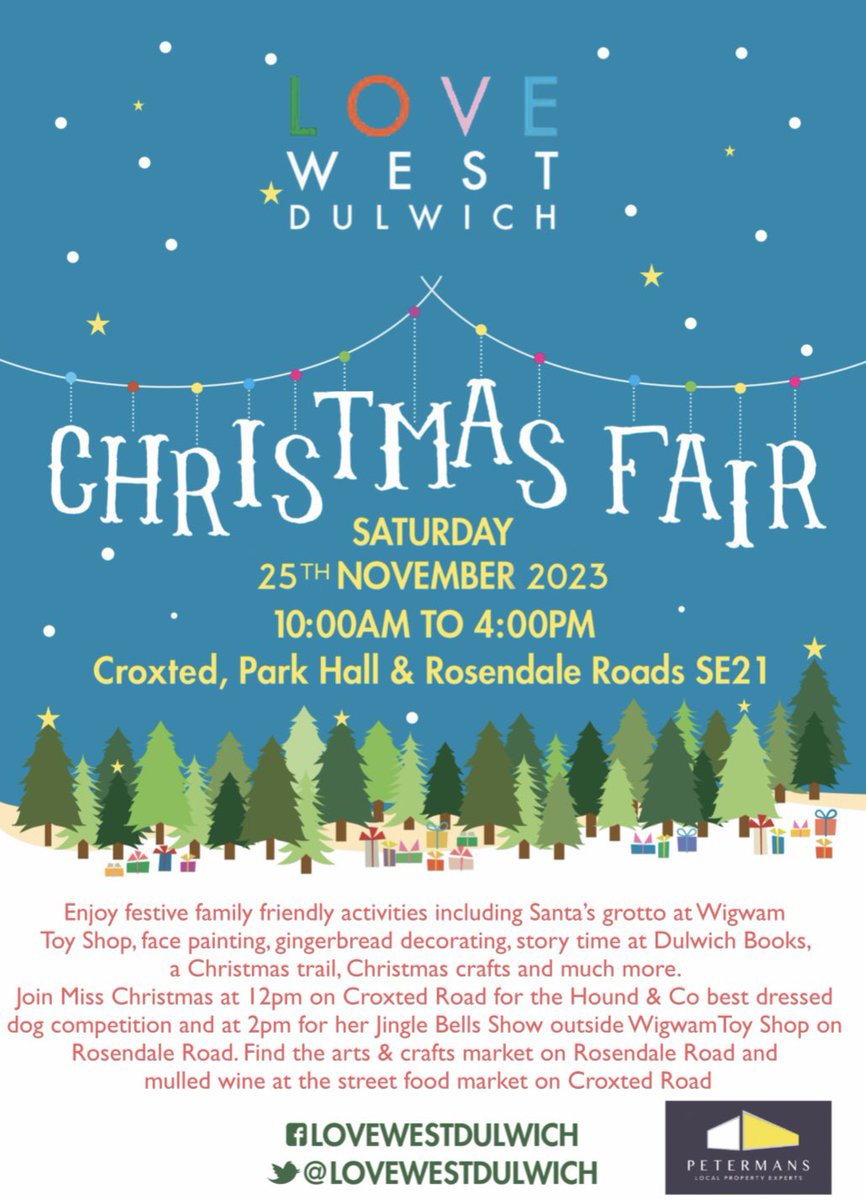 Our Love West Dulwich Christmas Fair is back - Saturday 25 November.
Fun for all the family 💫 🤶 🎅🏼 
#lovewestdulwich #westdulwich #dulwich #se21