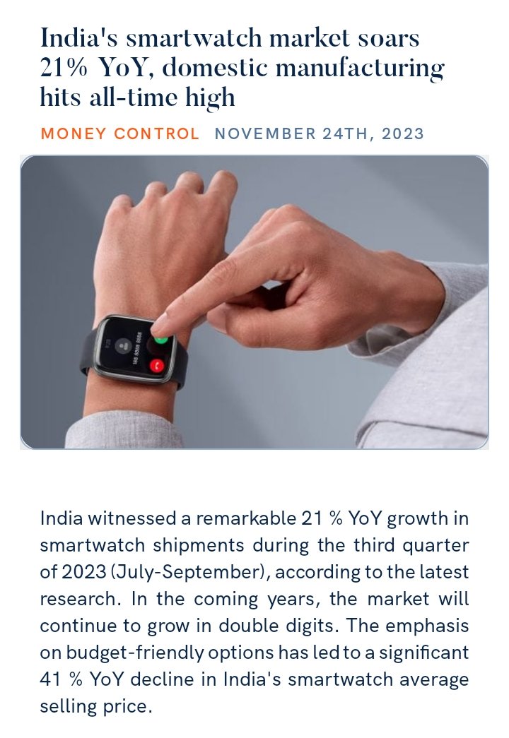 India's smartwatch market soars 21% YoY, domestic manufacturing hits all-time high moneycontrol.com/news/business/… via NaMo App