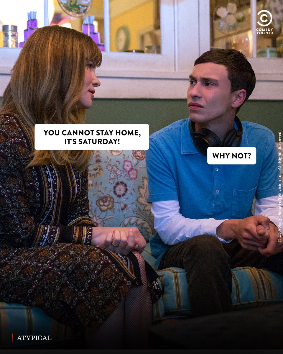 ComedyCentralIn's tweet photo. Why can't I live in my slumber and eat my blanket?
Watch Atypical S1-4, Mon-Fri at 8 PM on #ComedyCentralIndia.
#ComedyCentral #Sitcom #Sibling #Autism #NewShow #Launch #NotSoTypical https://t.co/eQQzMaCLDL