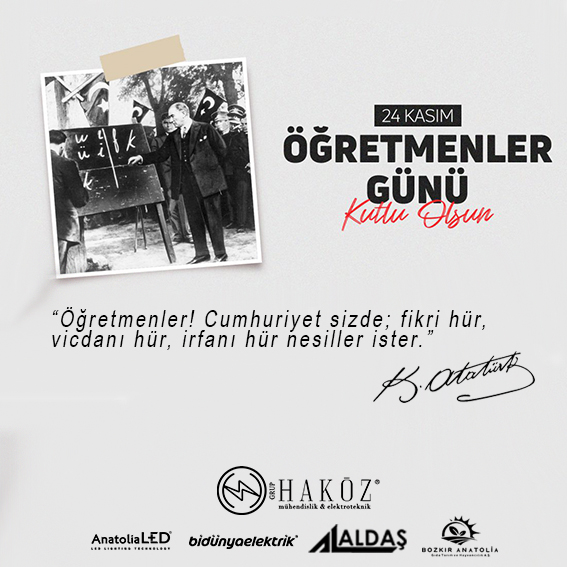 Başta, Başöğretmenimiz Mustafa Kemal Atatürk olmak üzere tüm öğretmenlerimizin 24 Kasım öğretmenler günü kutlu olsun.
#24Kasım 
#ÖğretmenlerGünüKutluOlsun