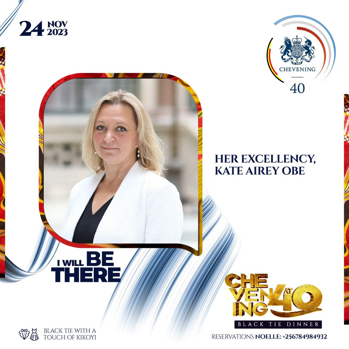 Today, we celebrate forty glorious years of <a href="/CheveningFCDO/">Chevening Awards🇬🇧</a> at Protea Hotel, Kololo!

Her Excellency, Kate Airey Obe, the British High Commissioner to Uganda will be in attendance at the Chevening At 40 dinner. 

#CheveningAt40
#ChooseChevening