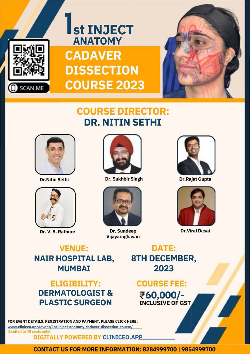 REGISTER NOW: shorturl.at/dhF01

#kaayakalp #drvsrathore #cosmeticsurgeon #cosmeticsurgery #kolkata #rathoreeffect #blessedlife #novembervibes #surgeonatwork #1stInjectAnatomyCadaverDissectionCourse2023 #InjectAnatomyCadaverDissectionCourse2023 #Filatox #conference