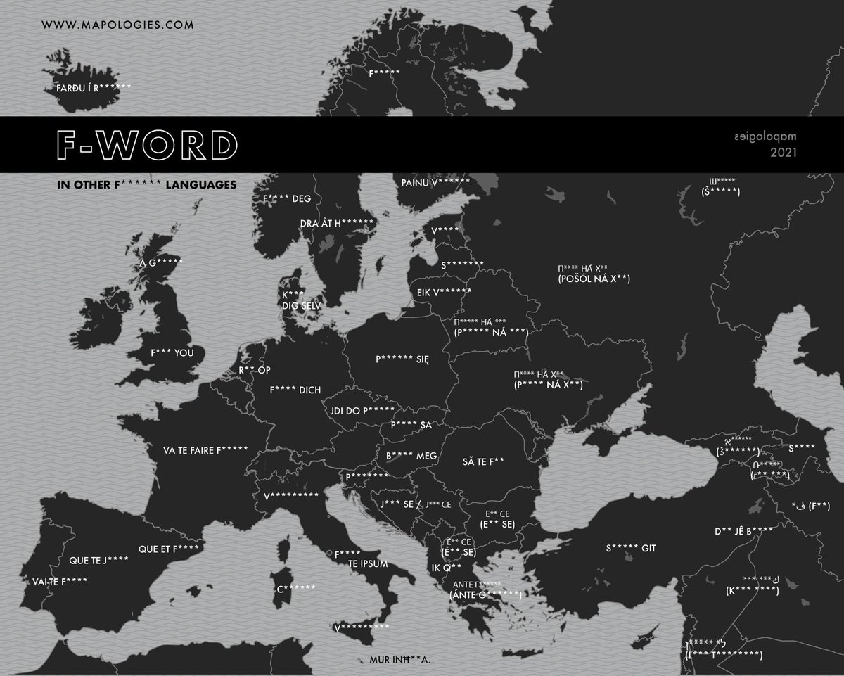 Mapologies_com's tweet image. Day 24 &quot;black &amp;amp; white&quot; is the 24rd Map 🗺️ of #30DayMapChallenge  

We are almost at the end of this challenge so let&apos;s map a word that starts with F in English

mapologies.com/censure/

#30dayMapChallenge #30MapChallenge #MapChallenge #mapologies #fun #blackmap #censored