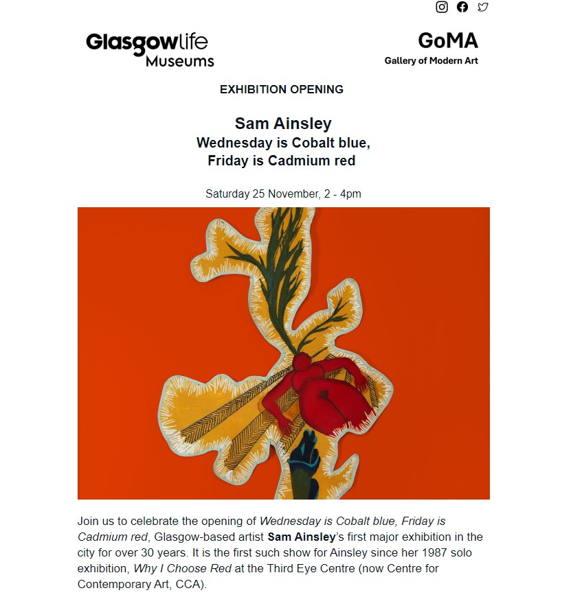 GlasgowGoMA's tweet photo. 💡Finishing touches on the lighting💡
🌟Sam Ainsley 🌟
⚡' Wednesday is Cobalt blue, Friday is Cadmium red'⚡ 
opening Saturday
2 - 4 pm 
#SamAinsley #Glasgow #artists #painting #printmaking #drawing #Cadmiumred #Cobaltblue https://t.co/UmdmTH8xze
