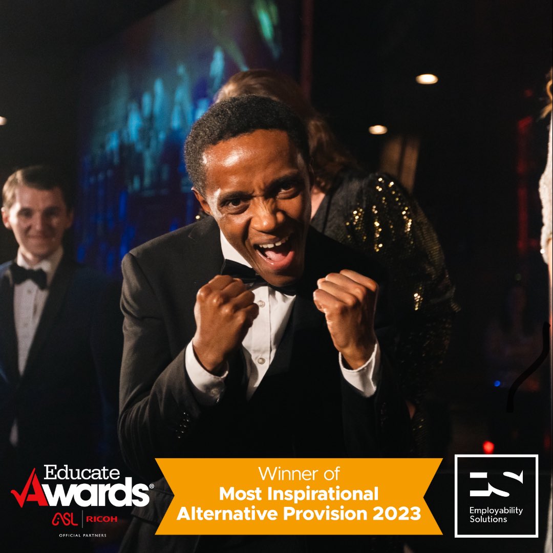 Look at that face! 😍 
What a journey Dwight has been on with us, from a student 10 years ago to one of our most valued members of the team…Could there BE a better picture to sum up our night at the <a href="/EducateAwards/">Educate Awards</a> 🎉 #winner