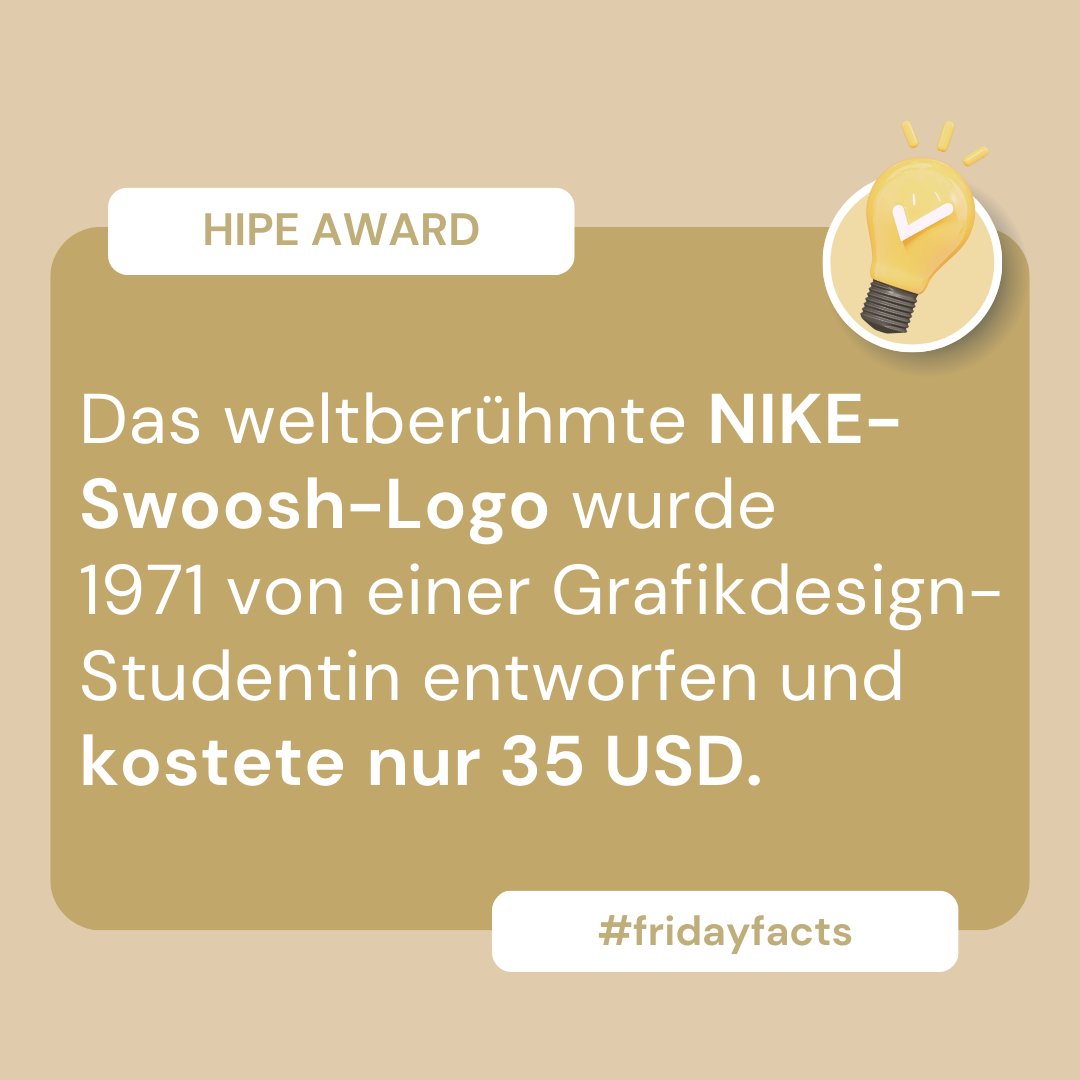 Das macht dann 35 US-Dollar!
Na das nennen wir mal ein Schnäppchen. Heute zählt das NIKE-Swoosh-Logo zu einem der bekanntesten Markenlogos weltweit und ist nicht mehr wegzudenken. Doch keine Sorge! Carolyn Davidson wurde letztendlich reichlich entlohnt.