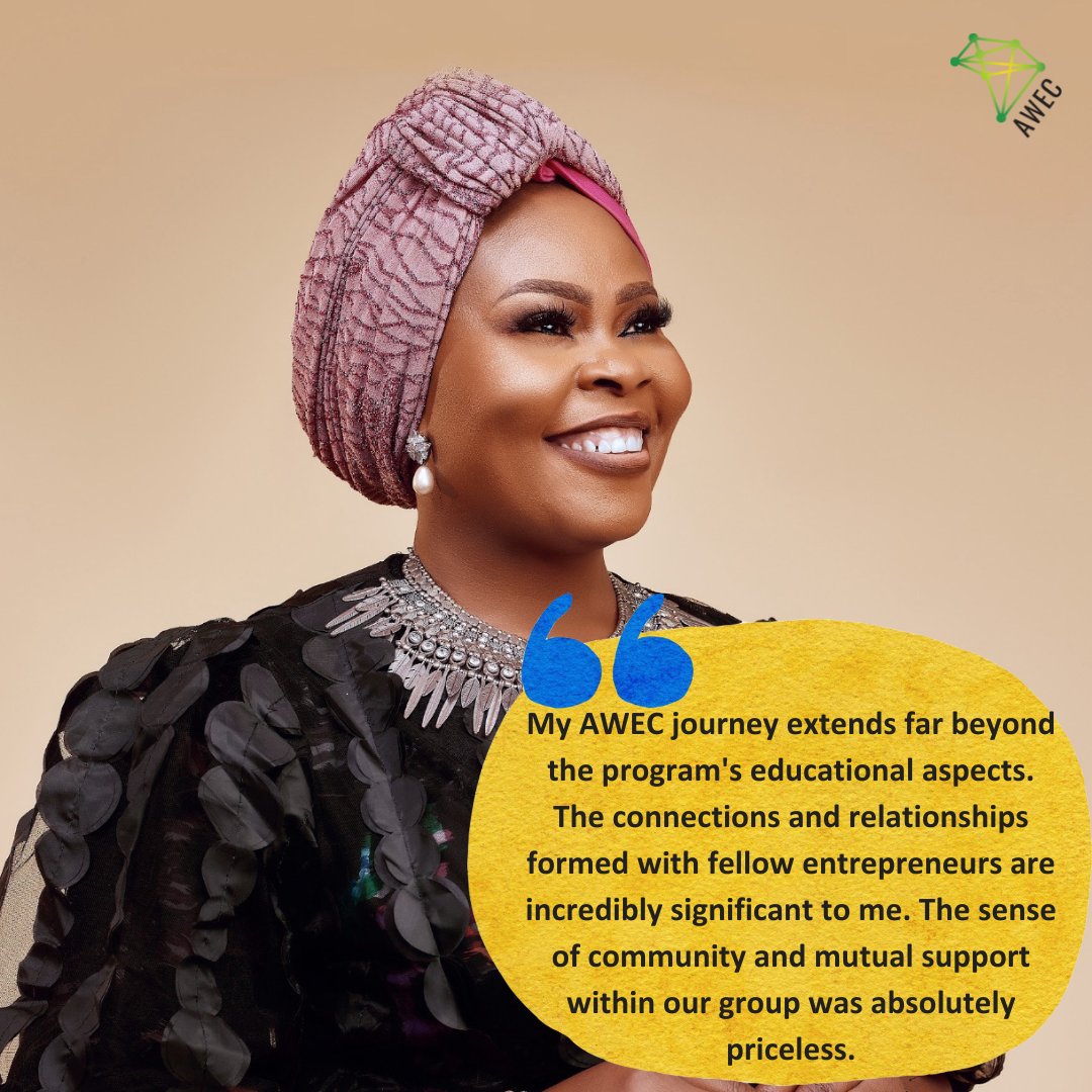🌟 Dr. Maymunah Yusuf Kadiri, AWEC Cohort 4 alumna, shares impactful moments from her AWEC journey! 🚀 Live sessions stood out, with Dr. May stressing their importance: 'Don't miss them for anything.' Read more ow.ly/GipT50QabX8 #LiveSessions #WeAreAWEC #Inspiration