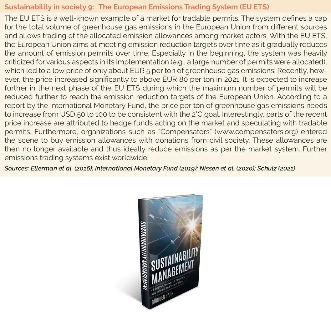 It's feature friday! Today: The European Emissions Trading System (EU ETS). A *Sustainability in Society* feature from the #sustainabilitymanagement #textbook! More info: buff.ly/3H4XO2X