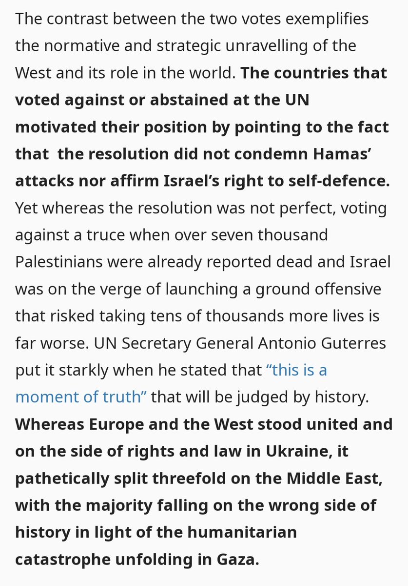 Europe has made a strategic blunder in its position towards Israel-Palestine, argues @NathalieTocci. 'This time, it is the West that stands isolated in the world.' agendapublica.elpais.com/noticia/18890/…