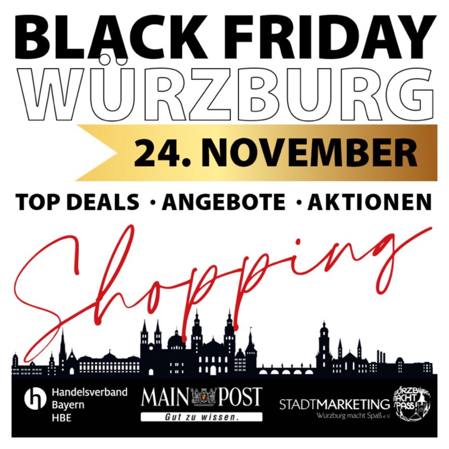 Schnäppchenjäger:innen aufgepasst! Heute findet der Black Friday Würzburg statt!
 
Eine Übersicht aller Aktionen findet ihr unter:

assets.cockpit.coco.one/521700636635-m…