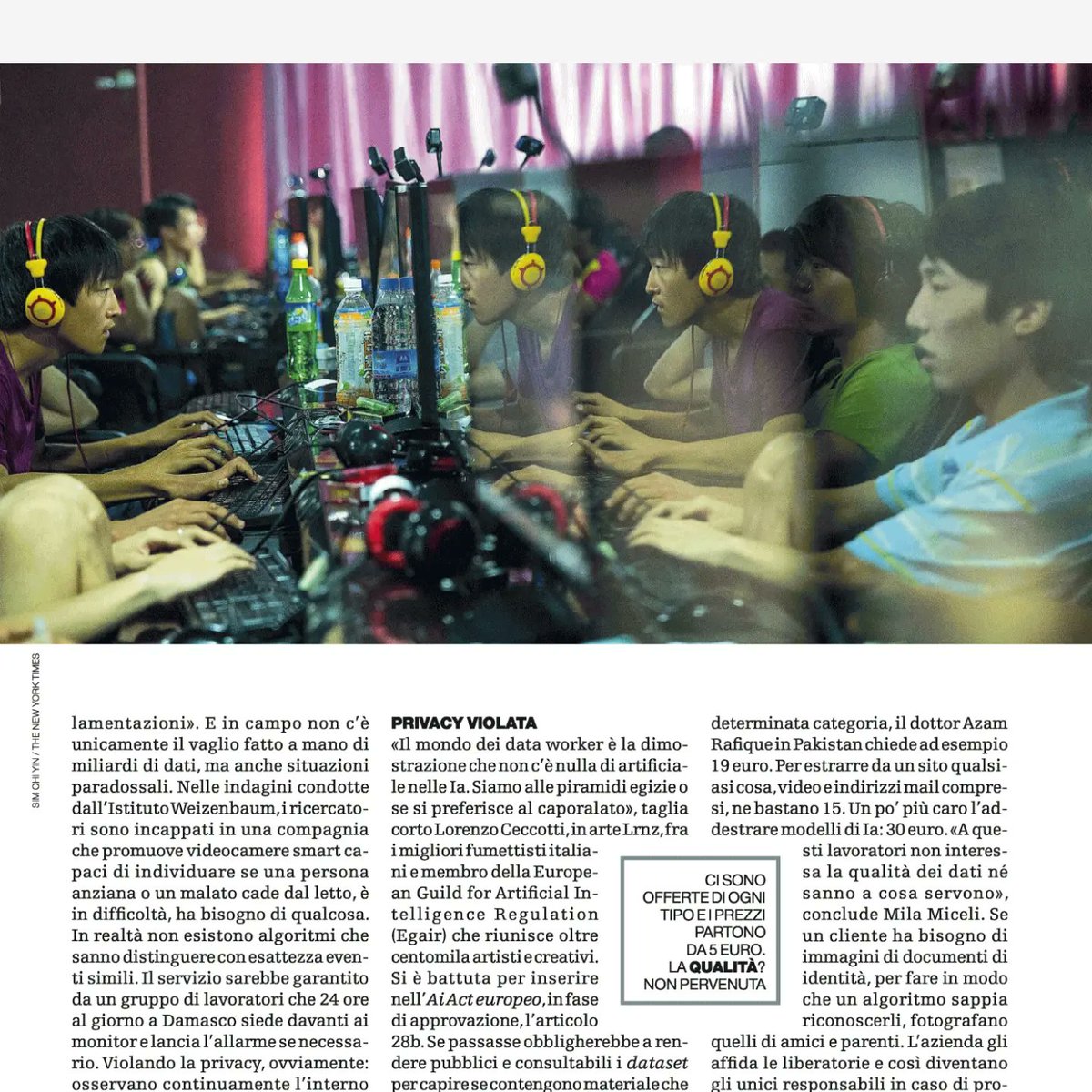 Il lato molto analogico dell'intelligenza artificiale. Manodopera a basso costo nel sud del mondo, pagata un dollaro e mezzo l'ora per pulire i dati necessari alle Ai per allenarsi e operare. Insomma, la narrativa su ChatGpt e simili va decisamente rivista. Oggi su <a href="/ilvenerdi/">Il Venerdì di Repubblica</a>