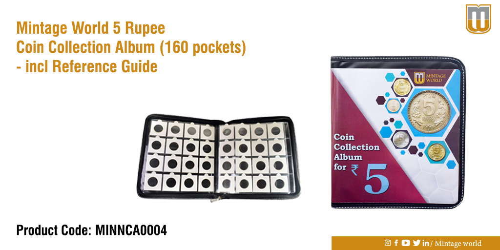 MintageWorld's tweet photo. Store all of your Rs 5 coins in the @mintageworld coin collection album. The #album can store 160 coins and includes a reference guide for 5 Rupee coins.
Product Code: MINNCAF0004
Buy Now: https://t.co/srmVtXv2sf
#mintageworld #coins #numismatics #money https://t.co/aRaJmaA9FU