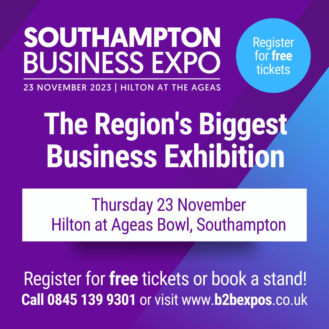 If you are looking to attend the Southampton Business Expo as a visitor for FREE, simply pre-register online: b2bexpos.co.uk/event/southamp… 🎫 #Business #SouthamptonNetworking