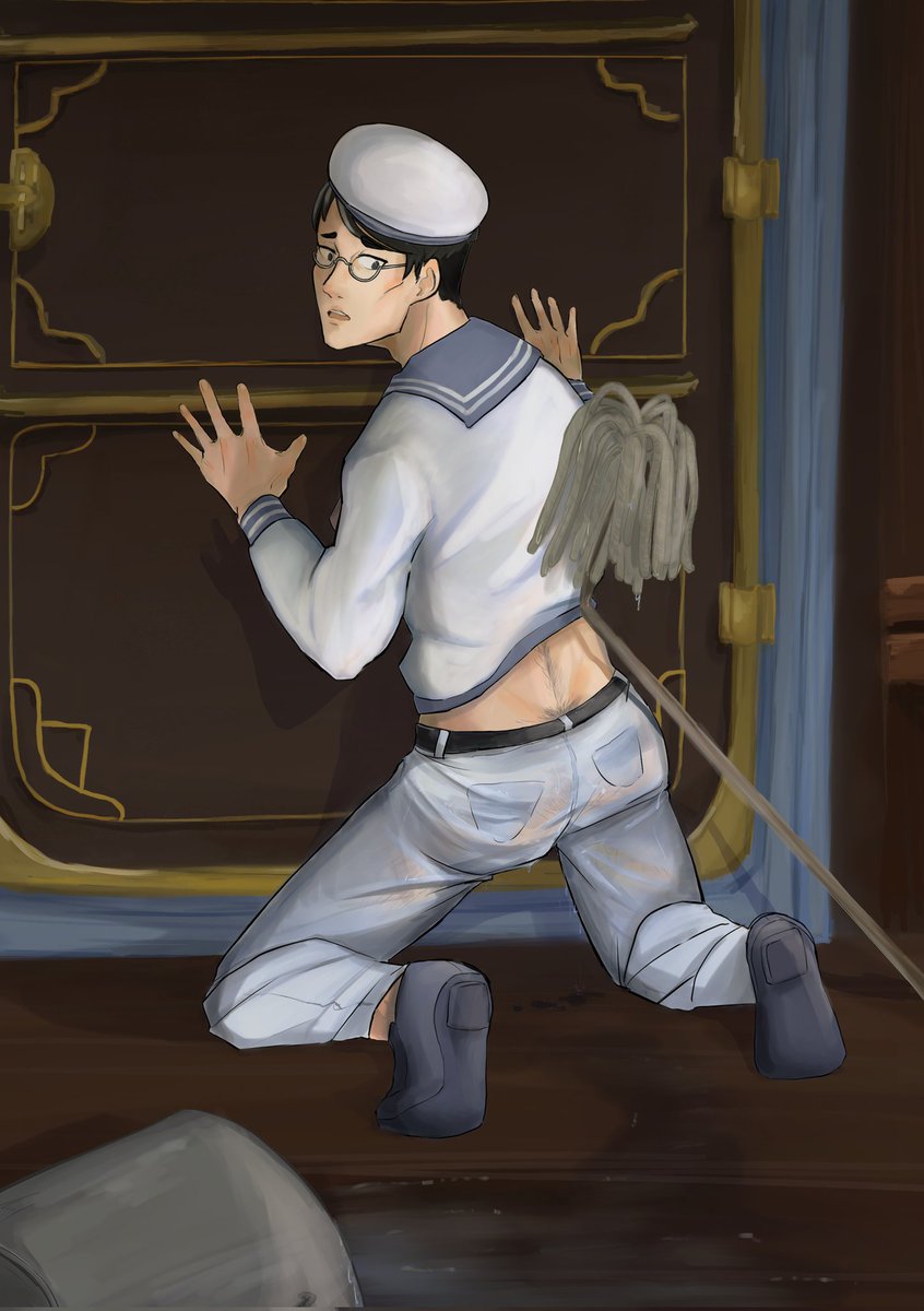 Here's my full piece for <a href="/TGAAPinupZine/">IN CAMERA 🔞TGAA Pinup Zine</a> ! It was the... first time I drew Hosonaga ever and I liked seeing him in a sailor outfit 😆
I filtered it but it's very tame, no nudity