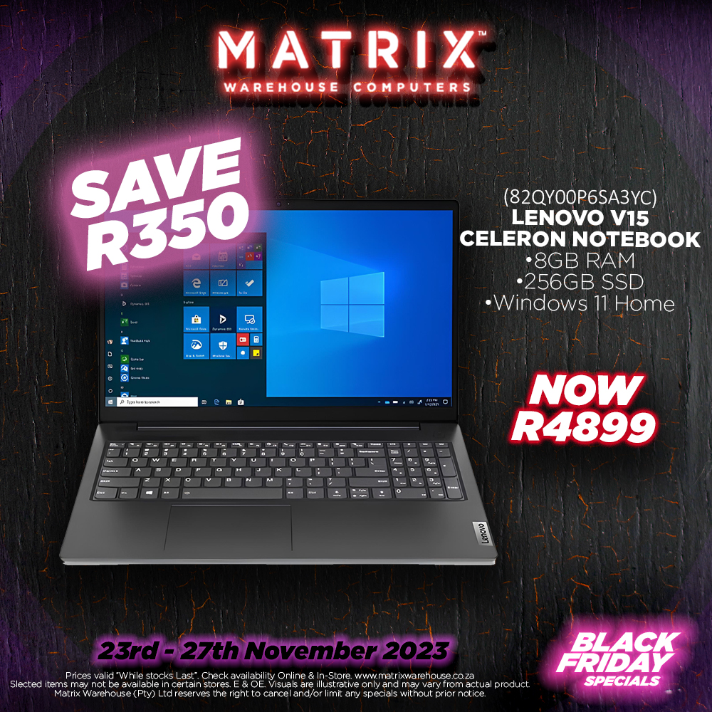 MatrixWarehouse's tweet image. DON&apos;T MISS OUT ON THESE BOUNTIFUL BLACK FRIDAY DEALS, VALID UNTIL THE 27TH OF NOVEMBER

Find the entire promotional pamphlet over at matrixwarehouse.co.za/promotions/
.
.
.
.
.
#BlackFridayDeals #Matrixwarehouse #computertechnology #SaveBig #limitedsale #SuperSpecials