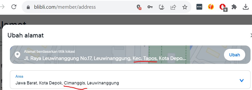 fadliwdt's tweet photo. @jntexpressid @jntepressid ini trnyata gara2 @bliblidotcom kel.Leuwinanggung masih masuk kec.Cimanggis, tlg diperbaiki @BlibliCare supaya masuk ke kec.Tapos https://t.co/DTB5jMw6NV
