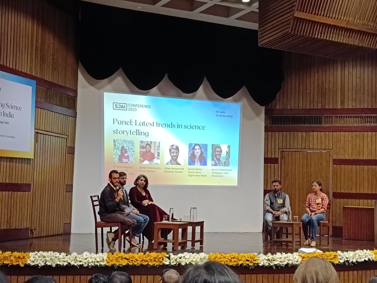 First conference of <a href="/SciJournIndia/">SciJournIndia</a> in India! So happy to be a part of these amazing sessions!! 
With <a href="/sahanaghosh8/">Sahana Ghosh</a> <a href="/kcmouli25/">Kartik Chandramouli</a> <a href="/ByAditiTandon/">aditi</a> 
#SJAIConfernce2023