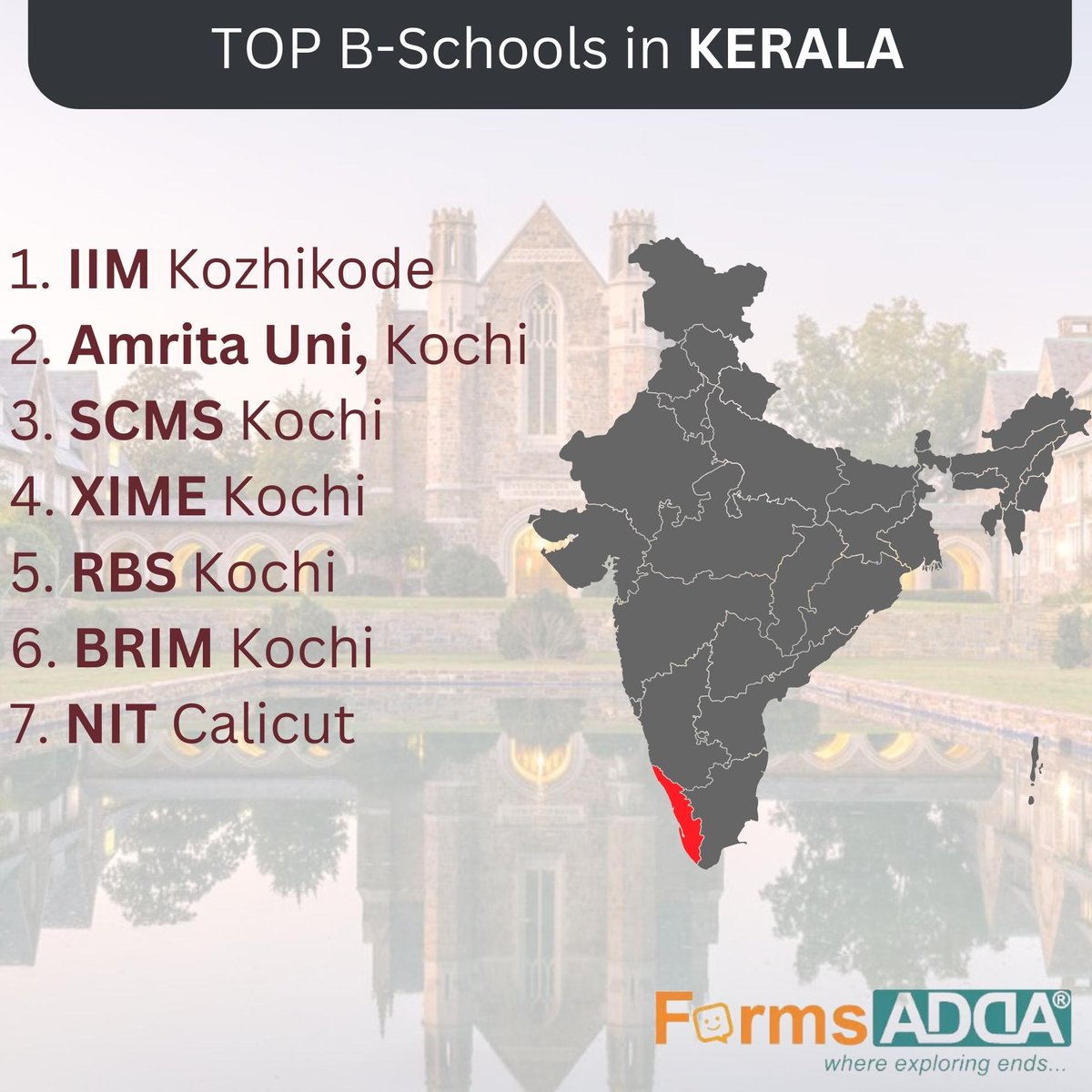 formsadda's tweet image. Kerala is home to some of the top B-schools in India. These institutions offer high-quality management education, preparing students for successful careers in the dynamic world of business.
.
.
.
#formsadda #bschools #topschools #management #mba #businessandmanagement #kerala