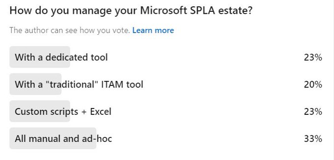 iamSPLA's tweet photo. In a recent poll, #microsoftlicensing over 60% of hosters STILL collect licensing reports manually.  Why?   #octopuscloud #microsoft #spla #licensing #splalicensing #reporting #audits #microsoftaudits https://t.co/7ggF62EUEH