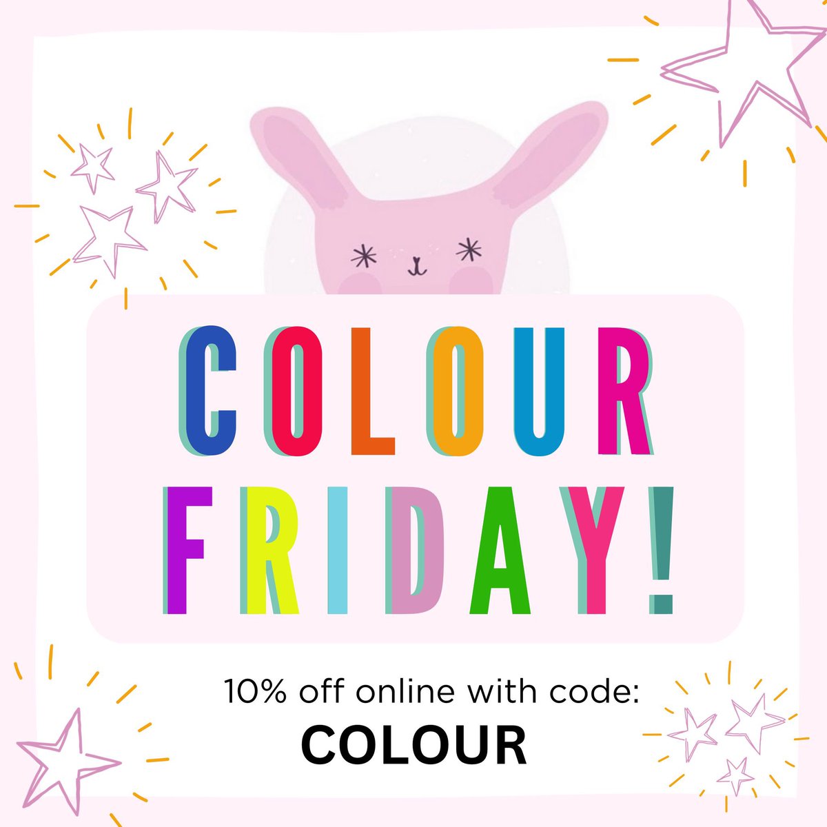 It’s COLOUR FRIDAY! 🌈 Yay! And this year to celebrate this amazing small campaign we’ll be having a discount on our website. Simply use the code COLOUR at checkout for your discount to apply. We will be running this sale until December 1st so happy shopping! 🎉 #colourfriday