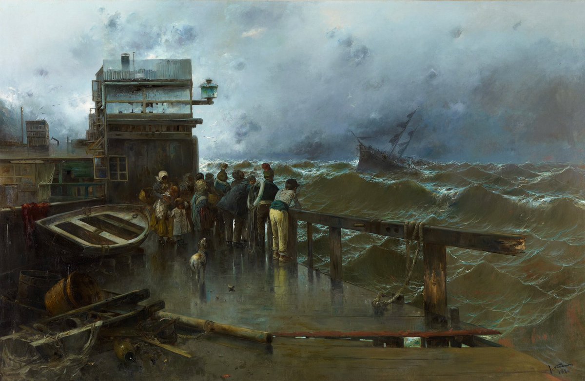 Homo_Curiosum's tweet photo. José Navarro Llorens (Spanish, 1867–1923)
Shipwreck Warning
1894
Oil on canvas, 175 x 270 cm
Colección Carmen Thyssen-Bornemisza
#Realism #Masterpiece #Painting #Artist #ArtHistory #Artwork #Museum #Art #Kunst #Arte #BeauxArts #FineArt #Landscape #SpanishArt #Llorens https://t.co/4WraKsxcgj