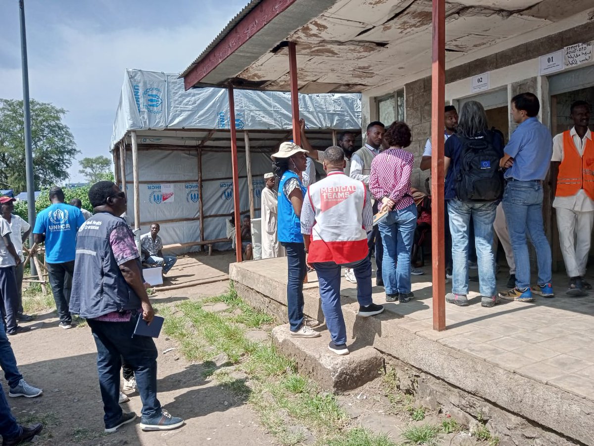 WHOEthiopia's tweet photo. .@WHO participated in a high-level @eu_echo 🇪🇺 Health &amp; Nutrition thematic mission in the #Amhara Region 🇪🇹. The team visited various areas, including #WestGondar (Kumer Refugee Camp), #NorthGondar, and #Debark (Refugee Camp). 1/2 https://t.co/u7VR6vJihb
