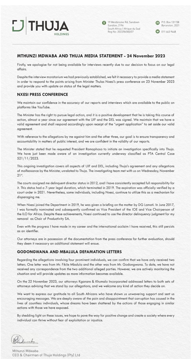 Dear South Africans, here is the promised media statement to <a href="/NxesiThulas/">Thulas Nxesi</a> press conference yesterday <a href="/PresidencyZA/">The Presidency 🇿🇦</a> <a href="/AthiGeleba/">ATHI GELEBA 🇿🇦</a> <a href="/SundayWorldZA/">Sunday World News</a> <a href="/JJTabane/">Prof Onkgopotse JJ Tabane</a> <a href="/eNCA/">eNCA</a> <a href="/Nu_Edison/">ʟɪɢʜᴛʜᴇʀᴀᴘʏ ⚡️</a> <a href="/BobbyLungaLove/">Bobby Lunga Love</a> <a href="/Newzroom405/">Newzroom Afrika</a> <a href="/XoliMngambi/">Xoli Mngambi</a> <a href="/SAfmRadio/">SAfmRadio 📻</a> <a href="/METROFMSA/">METROFM SABC</a> <a href="/FaithMangope/">Faith Mangope</a> <a href="/LifeWithThami/">Thami Ngubeni</a>