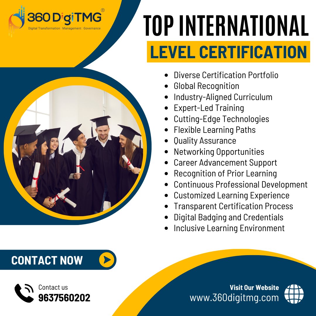 #360DigiCertifications #CertifyGlobal #360DigiTMG #CareerElevation #InternationalCertifications #SkillsValidation #ProfessionalGrowth #CertificationExcellence #GlobalOpportunities #ExpertiseValidation #CareerAdvancement