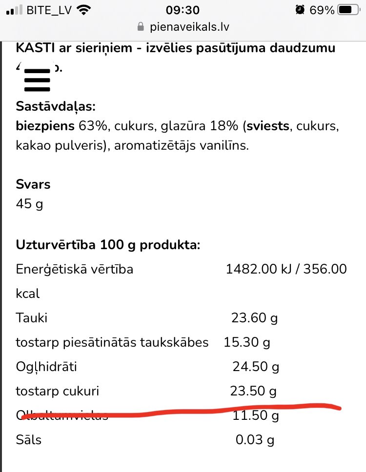 Cien. <a href="/irLV/">Žurnāls IR</a>. Bērnu liekā svara problēma Latvijā tiešām ir nozīmīga, tomēr šī rindkopa izgaismo arī citas Latvijas problēmas, piemēram, vāju rēķināšanas prasmi, kritiskās domāšanas un faktu pārbaudes trūkumu. Nav vienā biezpiena sieriņā 60 g cukura, jo, pirmkārt, tā svars ir 45 g.