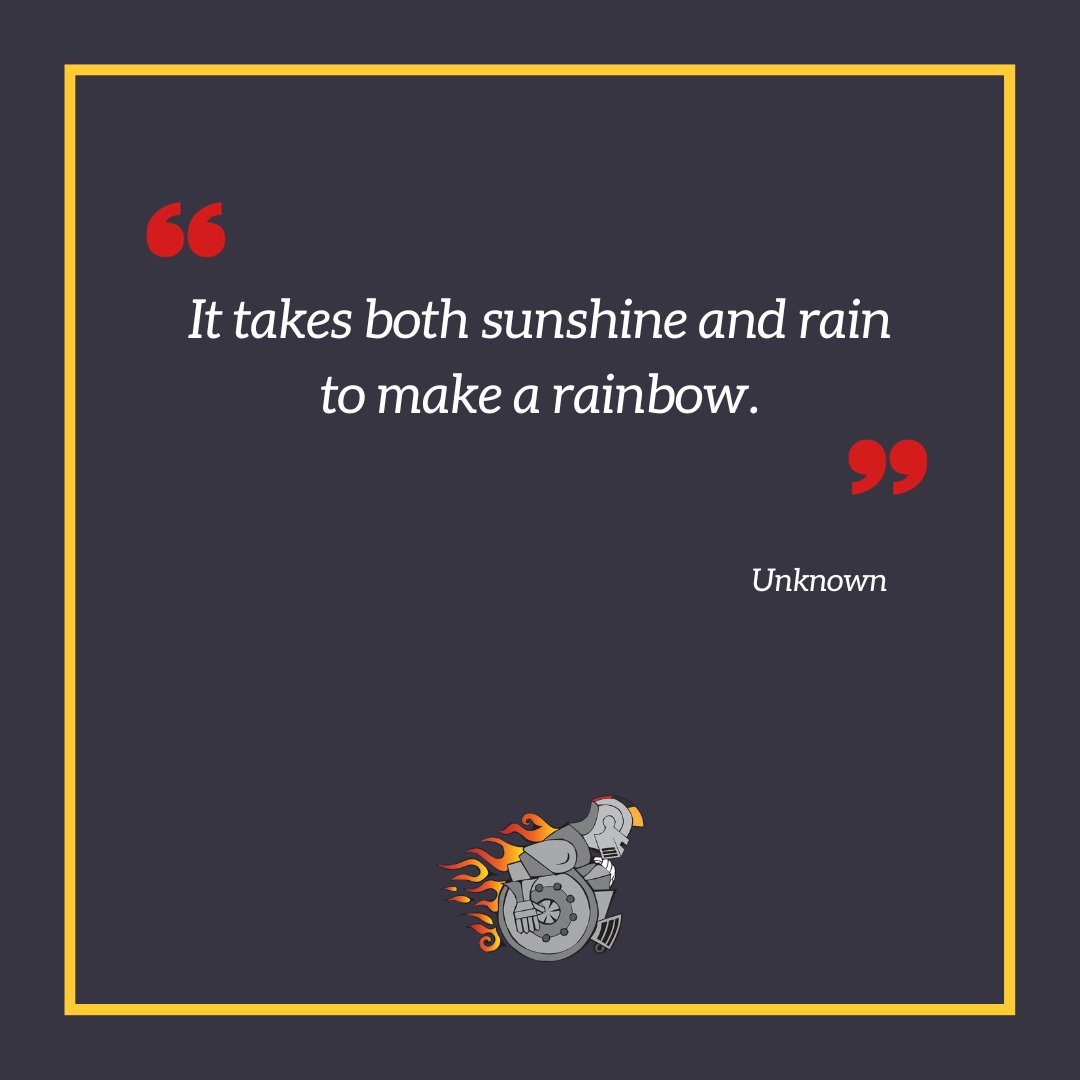 THOUGHT OF THE DAY 😊

"It takes both sunshine and rain to make a rainbow."
- Unknown

🏐🔴🏐🔴🏐🔴🏐🔴🏐🔴🏐

#NorfolkKnights #GBWR #InspirationalQuotes #ThoughtOfTheDay #WheelchairRugby #WheelchairSports #AlternativeSports #InclusiveSport