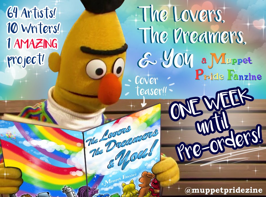 muppetpridezine's tweet photo. Heigh ho, everyone!!!🌈✨🐸 
We are SO excited to announce that Pre-Orders for our digital charity zine "The Lovers The Dreamers &amp; You" will open on Friday Dec 1st!🗓️🙌

70+ pages of gorgeous pride-themed art &amp; writing lovingly crafted by Muppet fans~ You won't wanna miss this!🤩 https://t.co/5y47J7xG7H