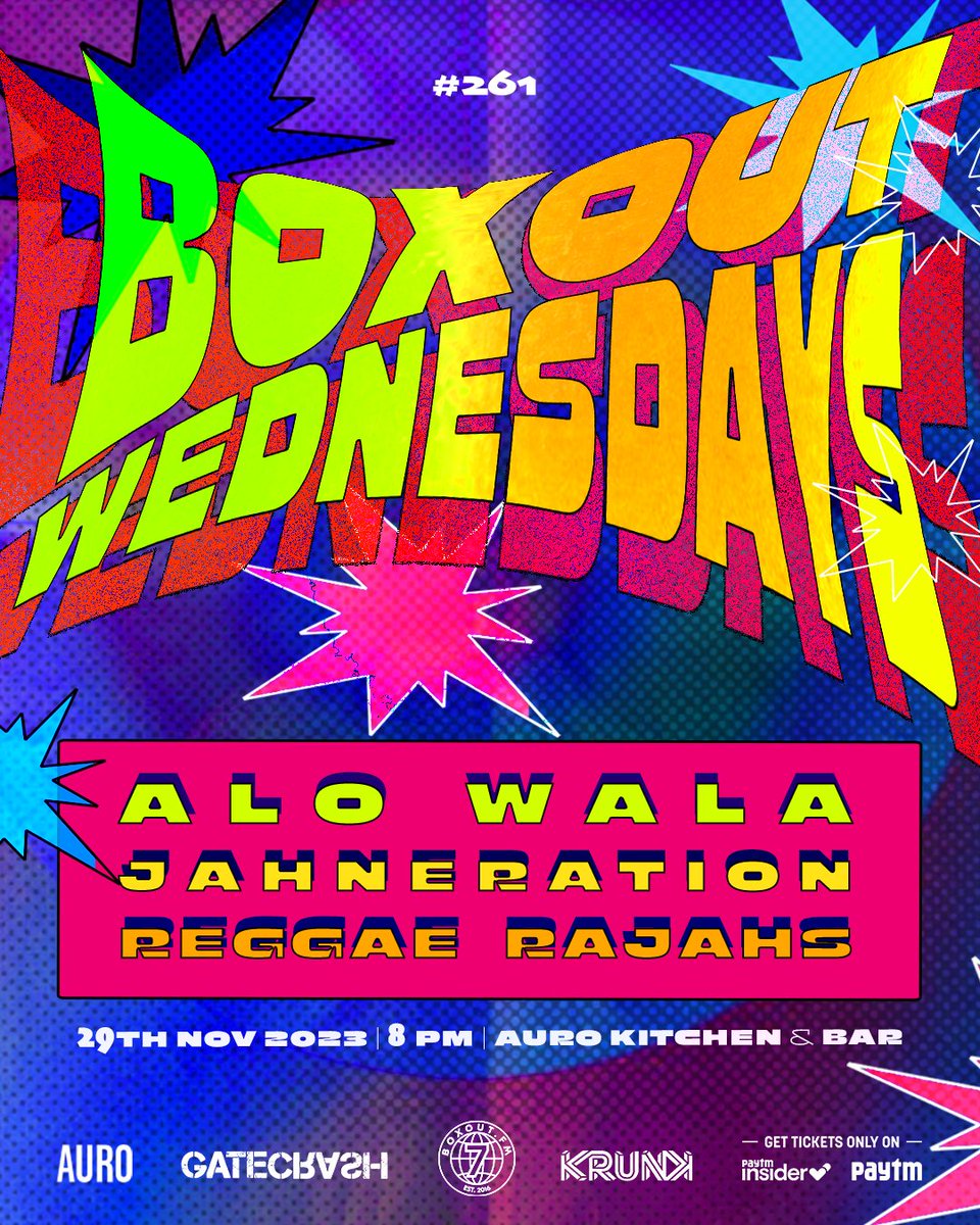 BOXOUT.FM 🇮🇳 (@boxoutfm) on Twitter photo ✨ Another special night of #BoxoutTurns7 at Boxout Wednesdays with <a href="/AloWala/">ALO WALA</a>, <a href="/Jahneration/">Jahneration</a> & General Zooz from <a href="/ReggaeRajahs/">Reggae Rajahs</a>.
🗓️ 29 Nov, 2023 at Auro Kitchen & Bar, New Delhi. Mark your calendars!
Get your tickets 👉 insider.in/boxout-wednesd… ✨ Another special night of #BoxoutTurns7 at Boxout Wednesdays with <a href="/AloWala/">ALO WALA</a>, <a href="/Jahneration/">Jahneration</a> & General Zooz from <a href="/ReggaeRajahs/">Reggae Rajahs</a>.
🗓️ 29 Nov, 2023 at Auro Kitchen & Bar, New Delhi. Mark your calendars!
Get your tickets 👉 insider.in/boxout-wednesd…