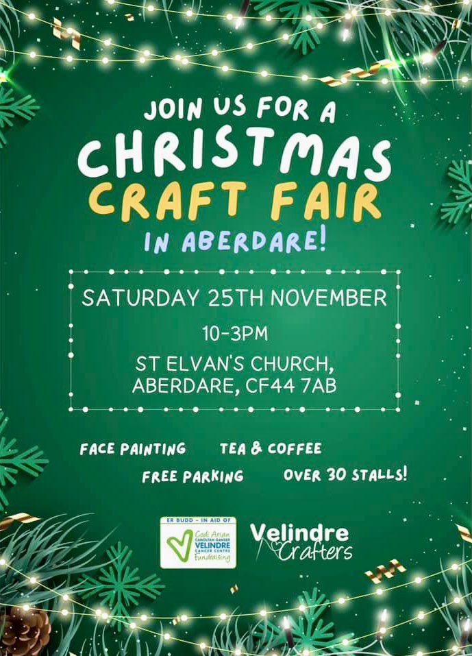 St Elvan's (@st_elvans) on Twitter photo Our Christmas season launches this weekend with a Christmas Craft Fair in aid of <a href="/Velindre/">Velindre Cancer Charity</a>CC 💚 Join us this Saturday, Nov 25th from 10-3 at <a href="/St_Elvans/">St Elvan's</a> Aberdare and help raise funds for @Velindre this Christmas 🎄 Entry is FREE! 🤗 stelvans.com/christmas-even… Pls like & share ❤️ Our Christmas season launches this weekend with a Christmas Craft Fair in aid of <a href="/Velindre/">Velindre Cancer Charity</a>CC 💚 Join us this Saturday, Nov 25th from 10-3 at <a href="/St_Elvans/">St Elvan's</a> Aberdare and help raise funds for @Velindre this Christmas 🎄 Entry is FREE! 🤗 stelvans.com/christmas-even… Pls like & share ❤️
