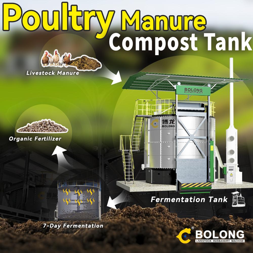 bolongcompost's tweet image. Transform animal waste into premium fertilizer with Bolong Fermentation Tank in just 7 days! 
From animal manure to kitchen waste, it efficiently handles a daily capacity of 7-28 tons, ensuring a seamless conversion into nutrient-rich organic fertilizer. 🌱🚜 
 #compostingmachine