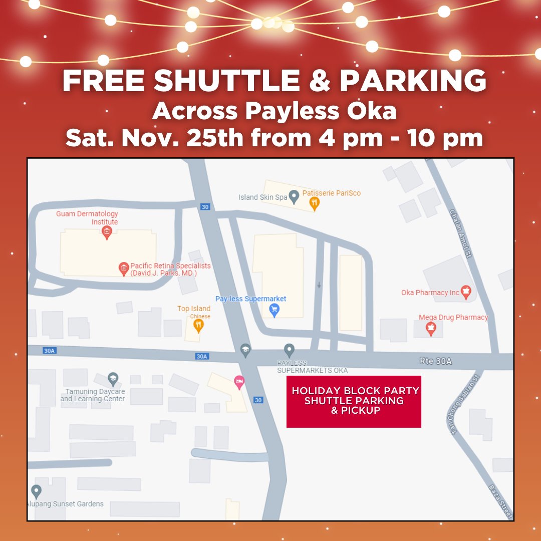 The countdown is on, just 1 day left until The Holiday Block Party! 🎉✨

Need a stress-free parking solution? Hop on our festive Free shuttle service, making travel merrier! 🚌🎅 See you at the most joyful event in town! 🎊🎄

#DOCOMOHolidayBlockParty #bettertogether