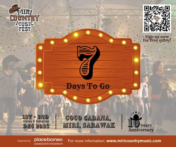 MiriInSarawak's tweet photo. π· Just one week away! The excitement is reaching a fever pitch with only 7 days left until Miri Country Music Fest 2023 kicks off! π·π· #OneWeekToGo #MiriCountryMusicFest2023 #MCMF2023 #10YearsWithMCMF #YeeHaw
Please Share! https://t.co/6FYXi7Vbrd