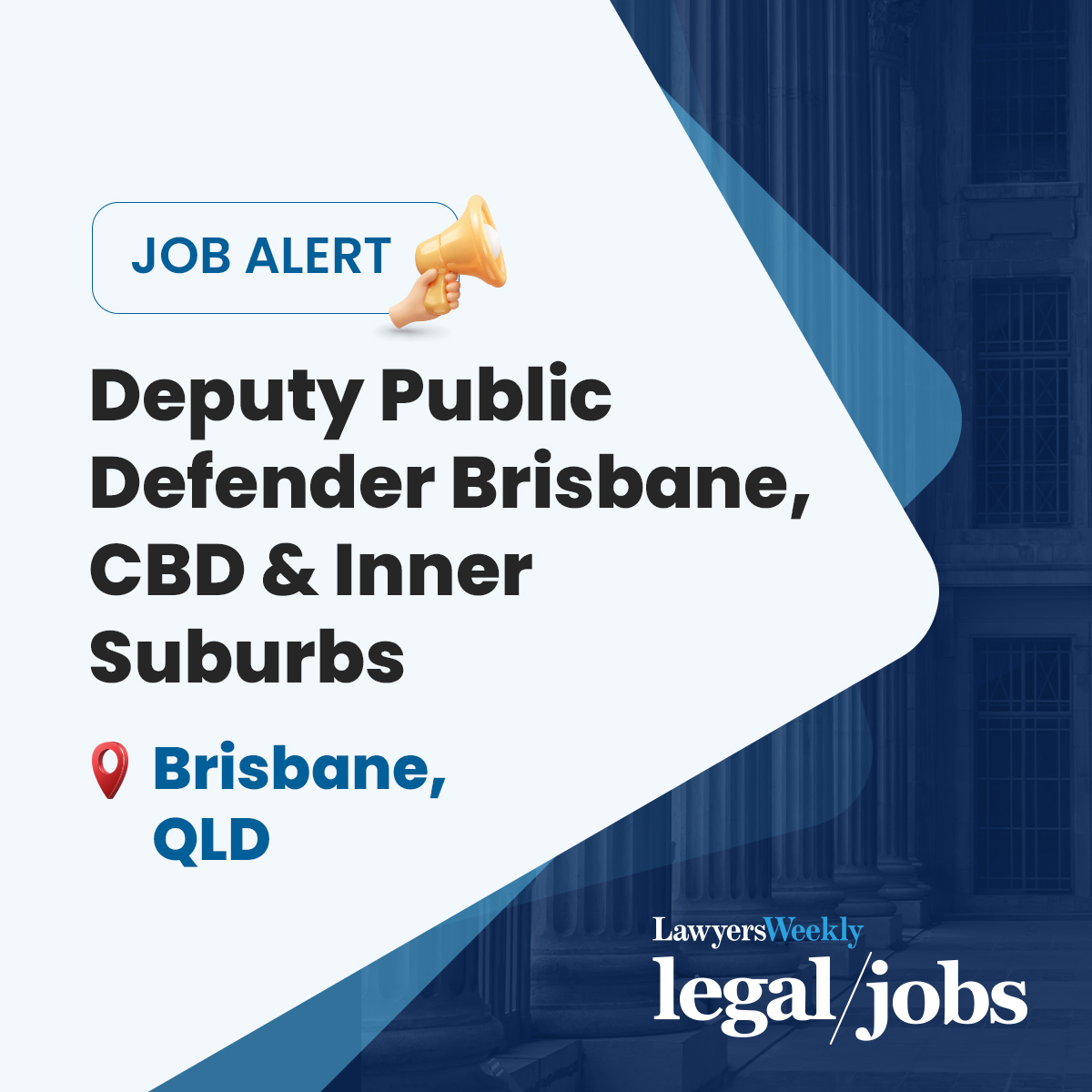 LawyersWeekly's tweet photo. Job alert: Legal Aid Queensland is now hiring for a Deputy Public Defender in QLD
Ready to explore this exciting opportunity? Visit https://t.co/zzhJkO7a8u and find your dream job today!
#featuredjobs #hiringnow https://t.co/FGGI0XvcK0