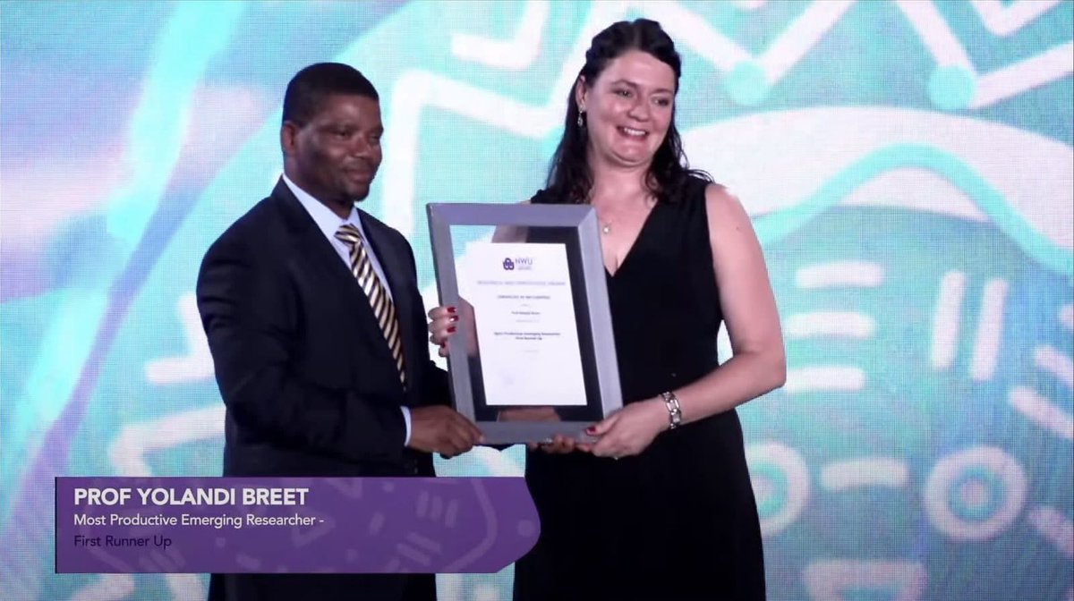 We @NWU_HART are super proud of @ProfRuanKruger for receiving the @theNWU Most Productive Senior Researcher award - a first for the @FacultyofHealth 🏆 and @YBreet for receiving the award as first runner-up for the Most Productive Emerging Researcher 🎉 Congratulations 🥳