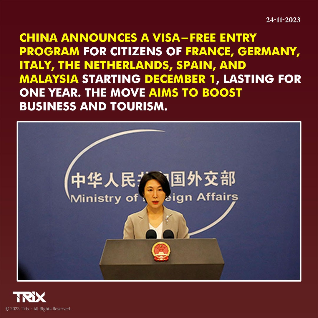 China Announces Visa-Free Entry for Citizens of Six Countries to Boost Business and Tourism

 #ChinaVisaFreeEntry #InternationalTravel #BusinessBoost #TourismExpansion #GlobalRelations #VisaPolicy
#trixindia